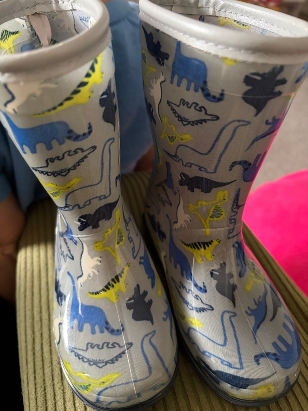 Carter's Blue, Yellow & Gray Dinosaur Rain Boots for Kids